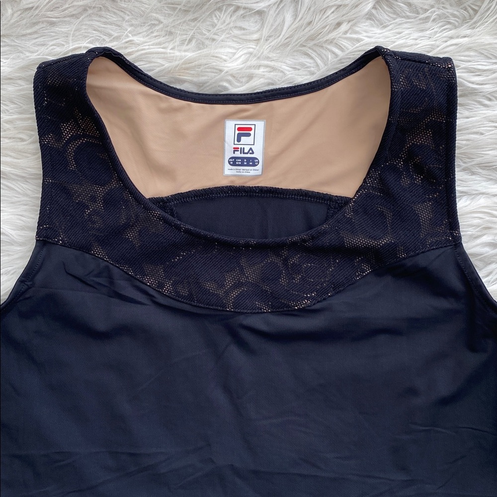 Fila | Black Lace Tennis 2-Piece Set Tank Top & Athletic Skort - Picture 3 of 16